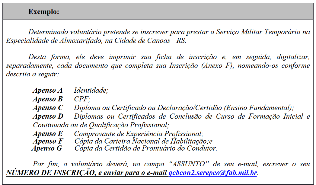 Email de Inscrição